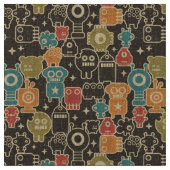 Tissu Robots sur brun (Fermer)