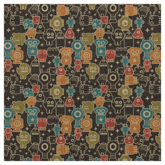 Tissu Robots sur brun (Échantillon)