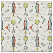 Tissu Rockets de Kitty atomique - Lunes vertes (Échantillon)