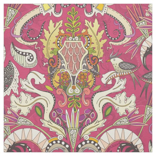 Tissu rococo rose (Échantillon)