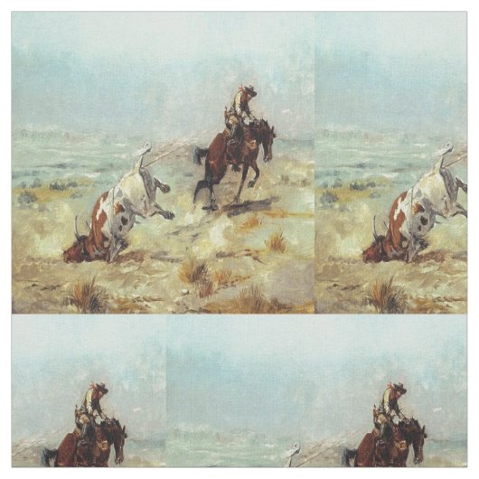 Tissu Roping de boeuf occidental vintage de cowboy (Échantillon)