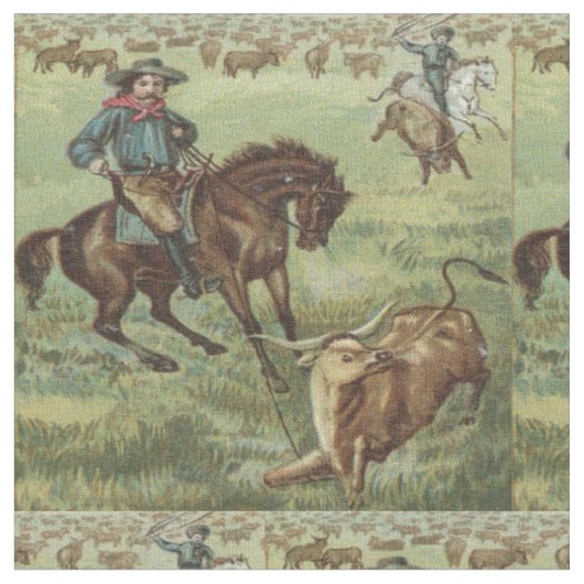 Tissu Roping de boeuf occidental vintage de cowboy (Fermer)