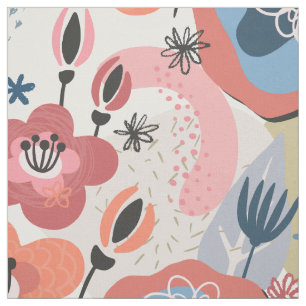 Tissu Rose Abstrait Floral