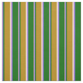 Tissu Rose, bleu ardoise, vert, or foncé & blanc (Échantillon)