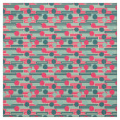 Tissu Rose, Bleu clair, Rectangles Turquoises et cercles (Échantillon)