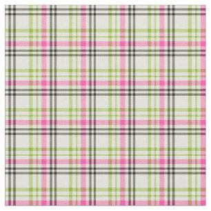 Tissu Rose Chaud et Vert Citron Carreaux Vintage