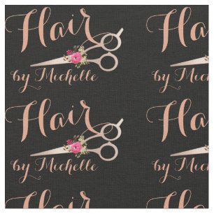 Tissu Rose Ciseaux à fleurs d'or Coiffeur Coiffeur Salon