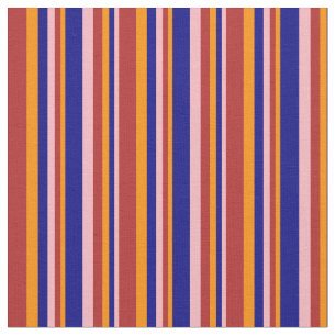 Tissu Rose clair, Bleu, Orange foncé et Motif rouge