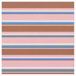 Tissu Rose clair, Sienne, Bleu & Bleu