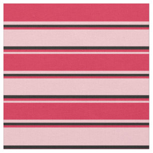 Tissu Rose, Crimson et noir Motif de rayures de couleur