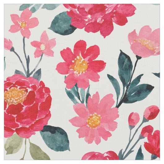 Tissu Rose d'aquarelle rouge (Fermer)