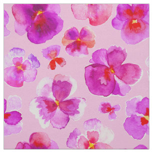 Tissu rose d'art de fleur d'aquarelle de pensées