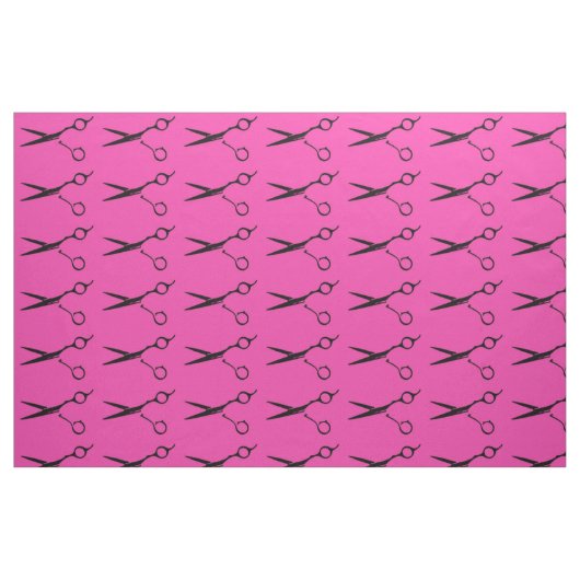 Tissu rose de ciseaux de coupe de cheveux noirs (Fat Quarter)