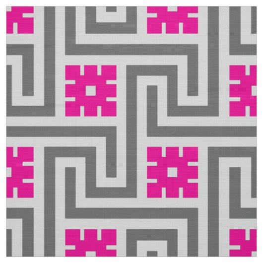 Tissu Rose de clé grecque de Deco, gris/gris et de (Échantillon)