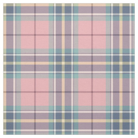 Tissu Rose de pastels de ressort, bleu, plaid d'Aqua (Échantillon)