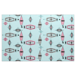 Tissu rose et gris atomique de motif