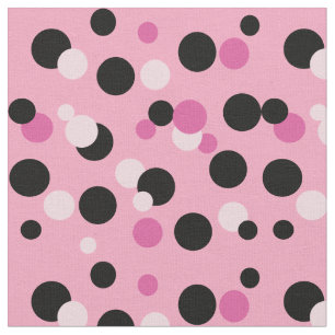 Tissu rose et noir à pois