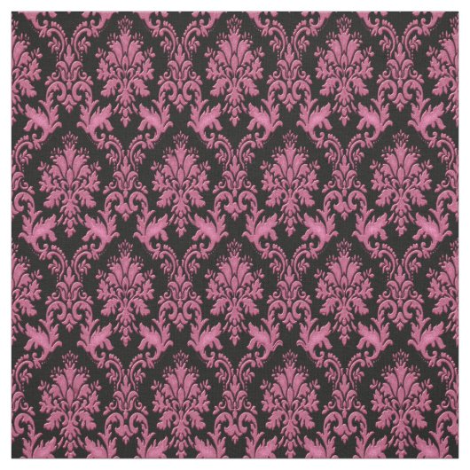 Tissu rose-foncé et noir d'impression de damassé (Échantillon)
