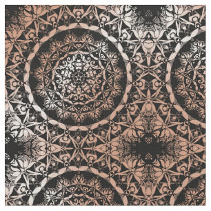 Tissu Rose Gold Black Mandala Motif