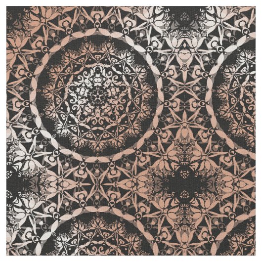 Tissu Rose Gold Black Mandala Motif (Fermer)