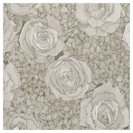 Tissu rose hydrangea floral silver tea leather (Échantillon)