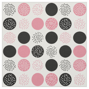 Tissu rose noir blanc de points modernes de