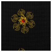 Tissu ROSE OR AVEC Motif ROUGE RUBY noir (Fermer)