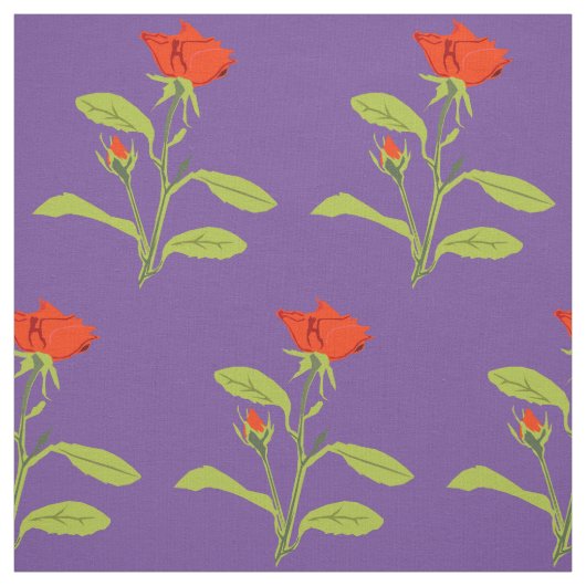 Tissu Rose orange et Feuilles de bud (Échantillon)