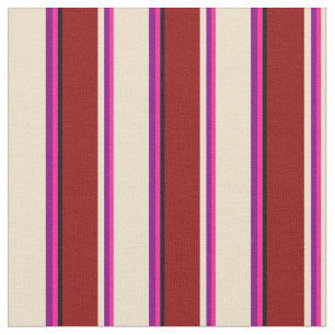 Tissu Rose profond, violet, tan, rouge foncé et Motif no