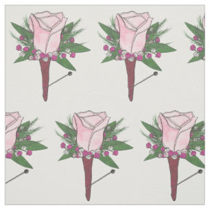 Tissu Rose rose Boutonniere Fleur Groom Jour de mariage