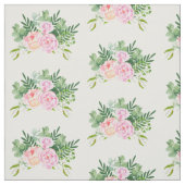 Tissu Rose rose et bouquet d'eucalyptus (Échantillon)