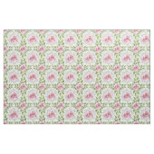 Tissu Rose Rose Vert Feuille Floral (Fat Quarter)