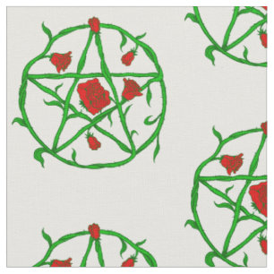 Tissu rose rouge pentagram goth gothique wiccan