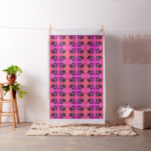 Tissu Rose Silhouette rose orange rayé 56"