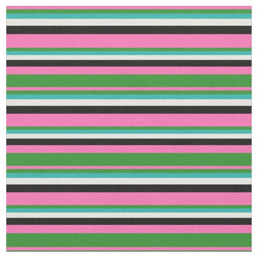Tissu Rose, Vert Forêt, Vert Mer Clair, Blanc et Noir (Fermer)
