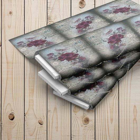 Tissu Rose victorien Ephemera Mirror Motif