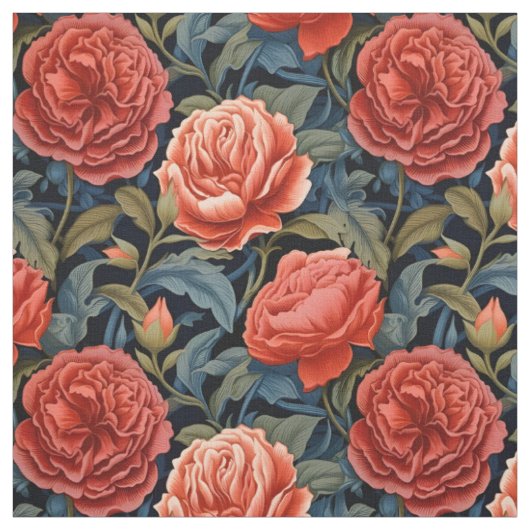 Tissu Rose victorien rouge (Échantillon)