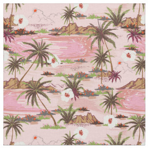 Tissu Rose Vintage, tropical, inspiré des Hawaiiens