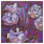 Tissu "Roses blanches, feuilles violets", design floral (Échantillon)
