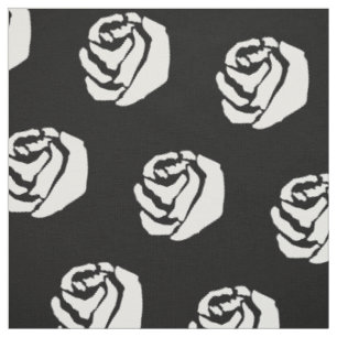 Tissu Roses blancs sur l'arrière - plan noir