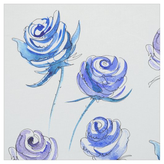Tissu Roses bleus lumineux (Échantillon)