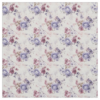 Tissu Roses d'aquarelle en violet et bleu