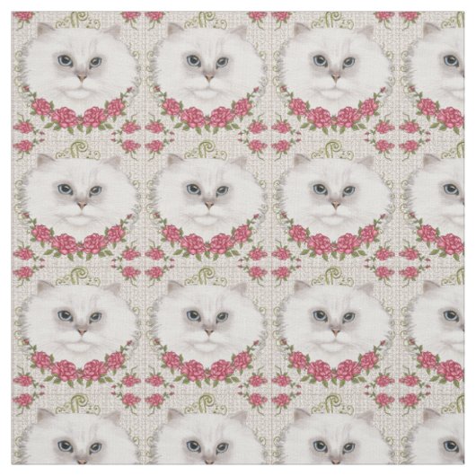 Tissu Roses de Chat Persan (Échantillon)