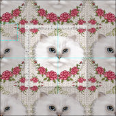 Tissu Roses de Chat Persan (Carreau)