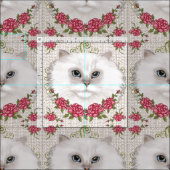 Tissu Roses de chats perse (Carreau)
