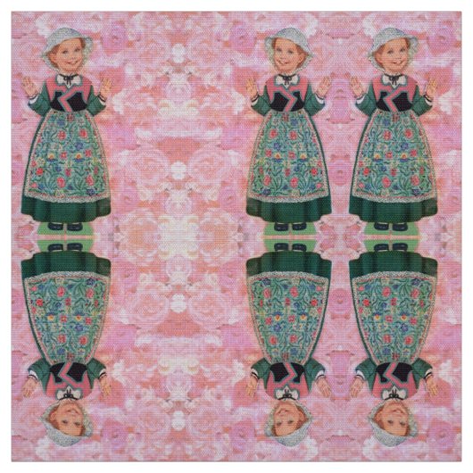 Tissu Roses et Poupées (Échantillon)
