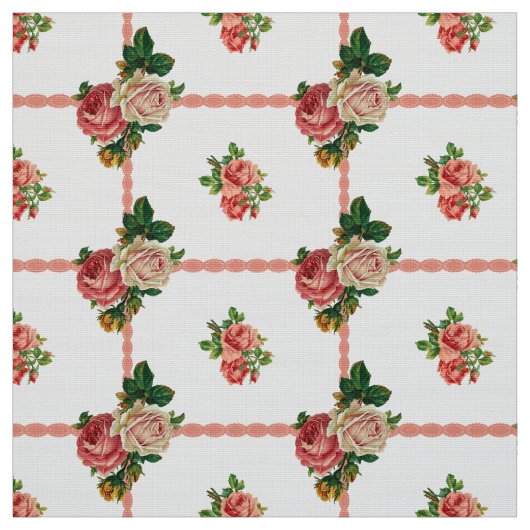 Tissu Roses et rubans vintages pour filles (Échantillon)