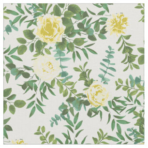Tissu Roses Fleurs Florales Blanches Jaunes