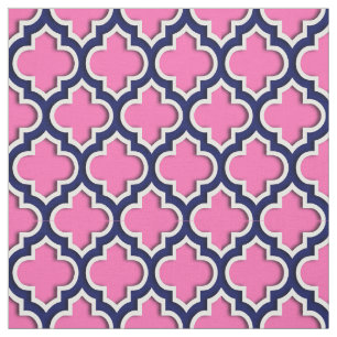 Tissu Roses indien, Marocain Quatrefoil #5DS de bleu