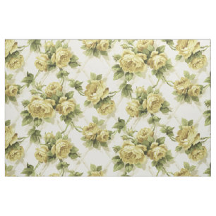 Tissu Roses Jaunes sur Trellis Motif Floral